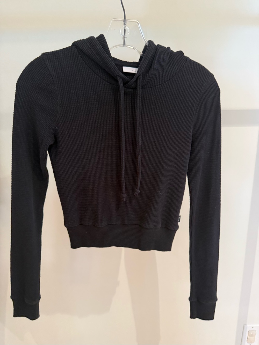 Aritzia Hooded Waffle Knit Cropped Shirt